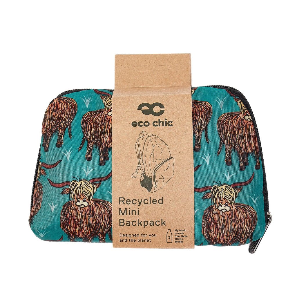 Lightweight Foldable Mini Backpack Highland Cow - RUTHERFORD & Co