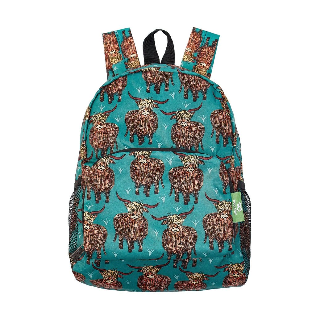Lightweight Foldable Mini Backpack Highland Cow - RUTHERFORD & Co