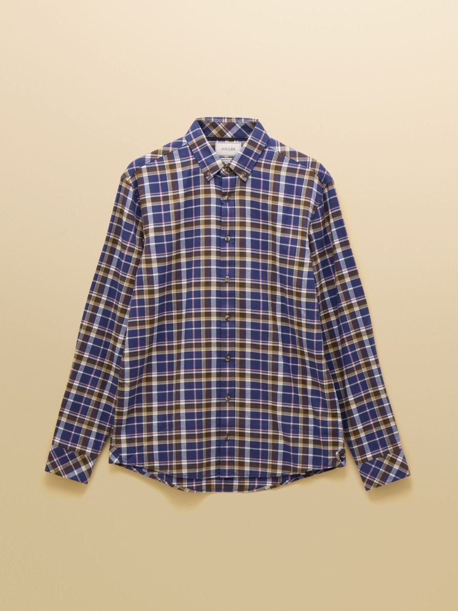 Lightweight Navy & Pink Brushed Flannel Shirt - RUTHERFORD & Co