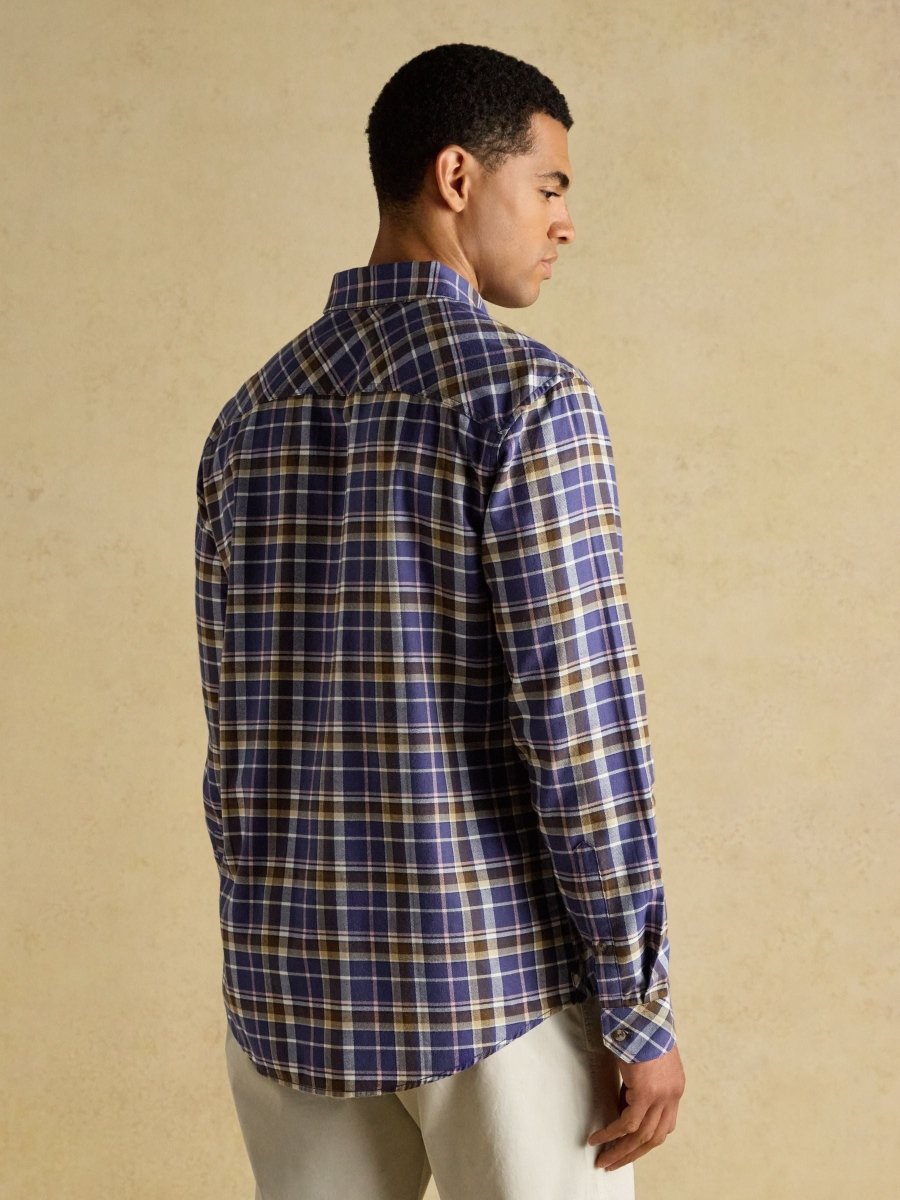 Lightweight Navy & Pink Brushed Flannel Shirt - RUTHERFORD & Co