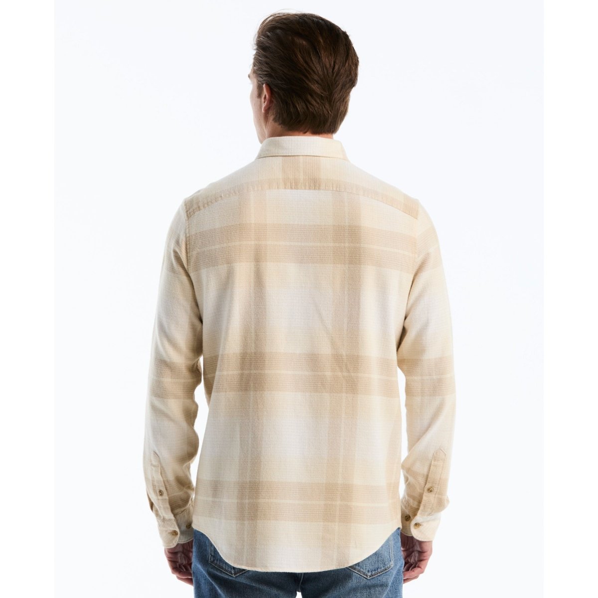 Lightweight Plaid Flannel Shirt In Birch - RUTHERFORD & Co