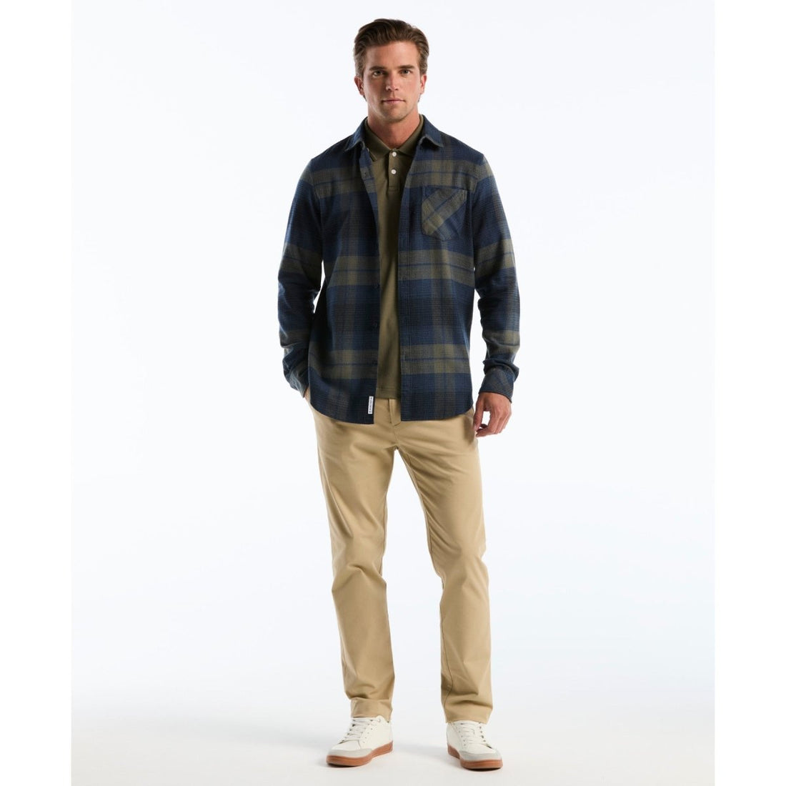 Lightweight Plaid Flannel Shirt In Sargasso Sea - RUTHERFORD & Co