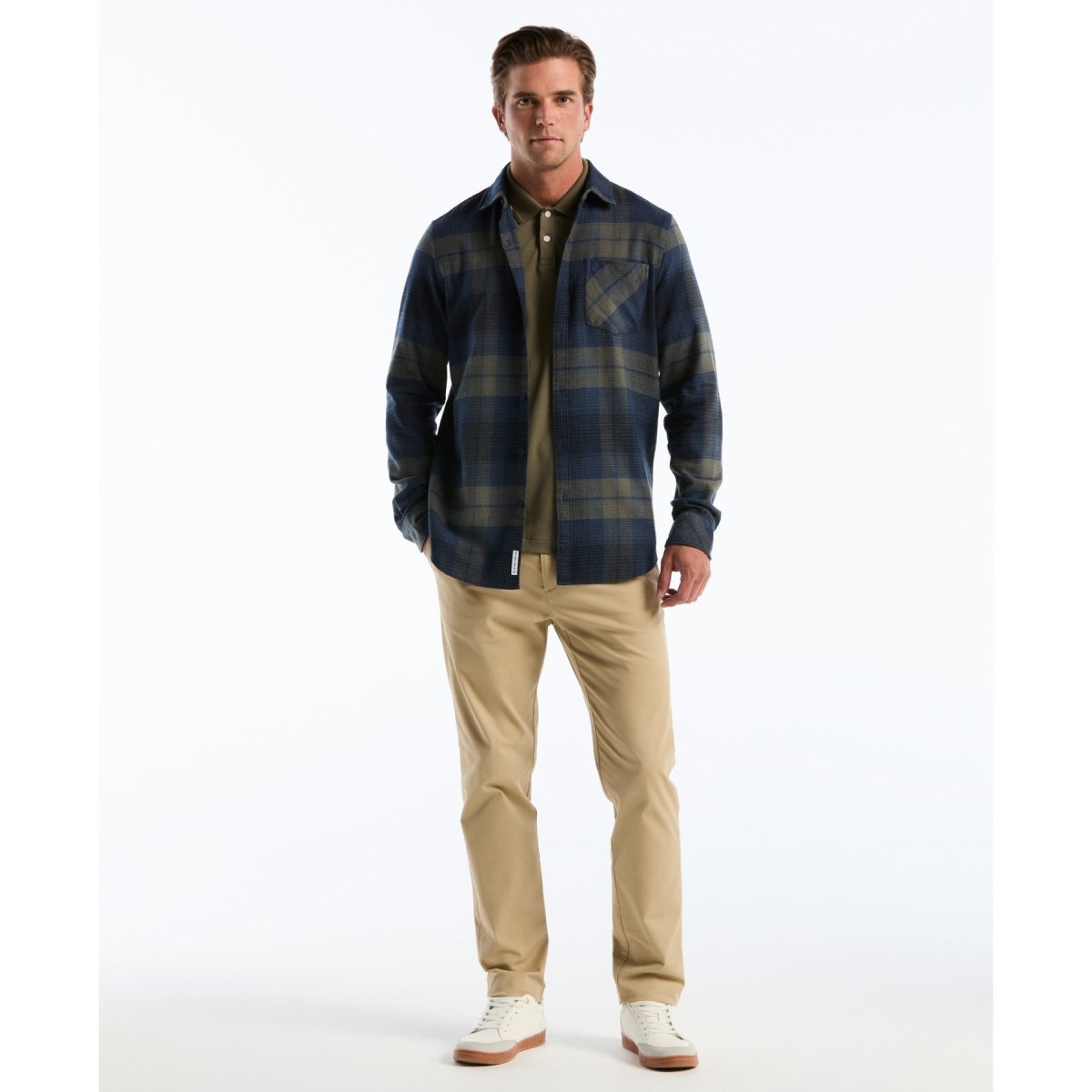 Lightweight Plaid Flannel Shirt In Sargasso Sea - RUTHERFORD & Co