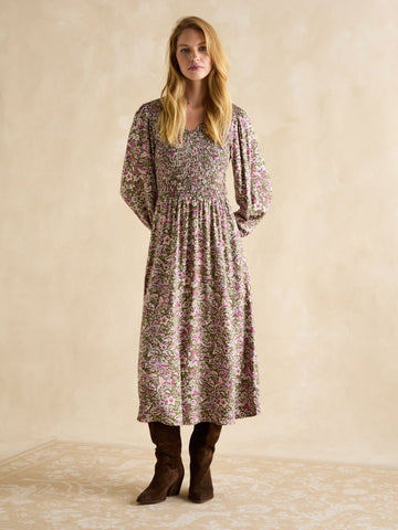 Lilliana Pink/Green Shirred Dress - RUTHERFORD & Co