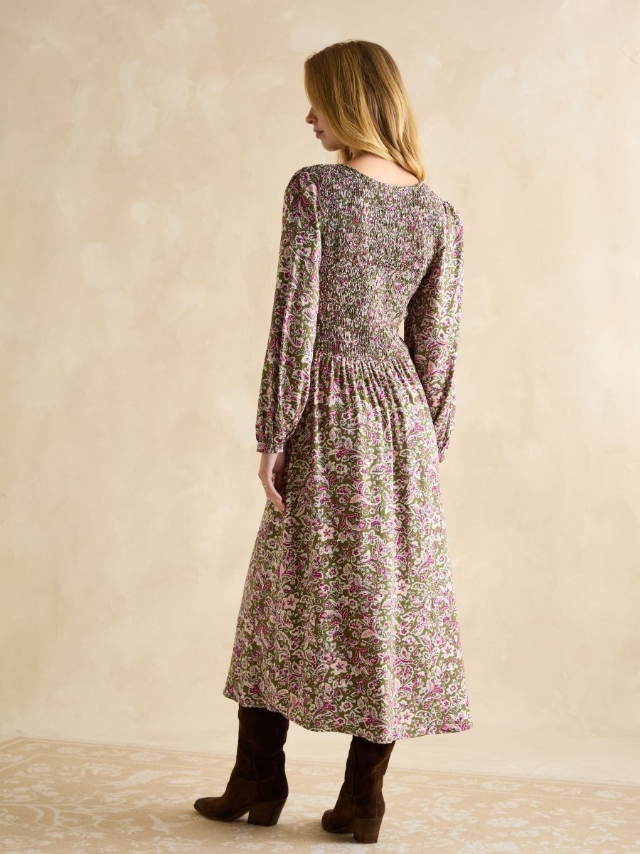 Lilliana Pink/Green Shirred Dress - RUTHERFORD & Co