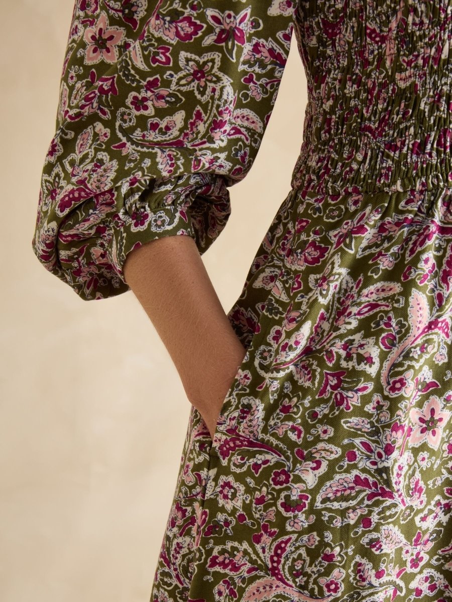Lilliana Pink/Green Shirred Dress - RUTHERFORD & Co
