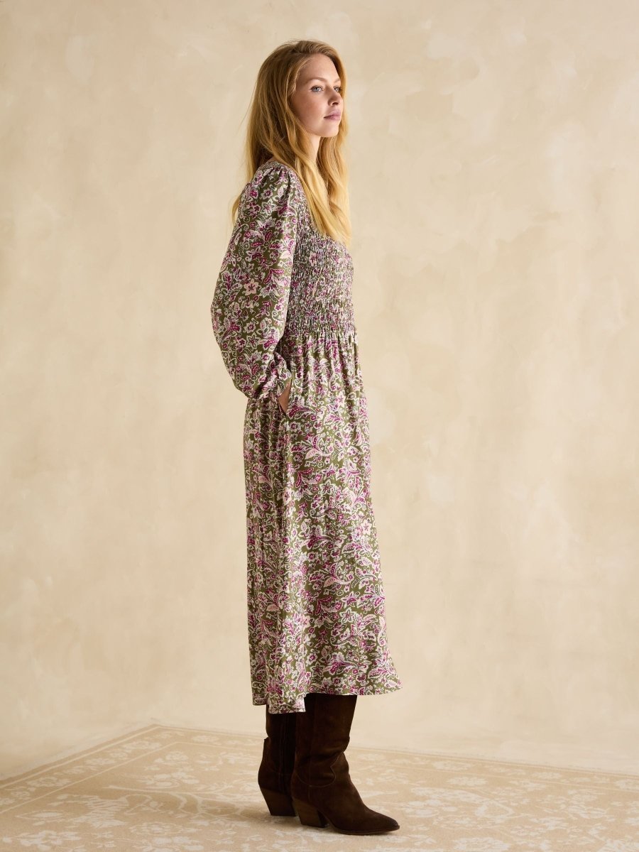 Lilliana Pink/Green Shirred Dress - RUTHERFORD & Co