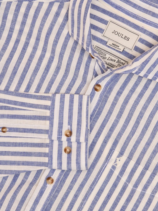 Linen Blend Light Blue Long Sleeve Shirt - RUTHERFORD & Co