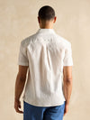 Linen Blend White Short Sleeve Shirt - RUTHERFORD & Co