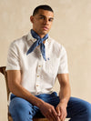 Linen Blend White Short Sleeve Shirt - RUTHERFORD & Co