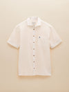 Linen Blend White Short Sleeve Shirt - RUTHERFORD & Co
