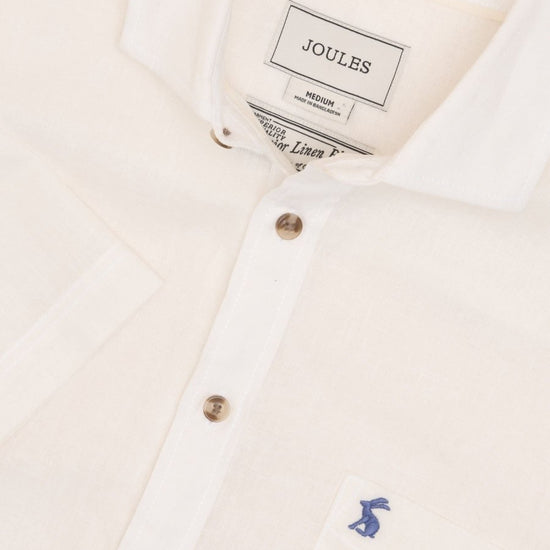 Linen Blend White Short Sleeve Shirt - RUTHERFORD & Co