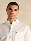 Linen Blend White Short Sleeve Shirt - RUTHERFORD & Co