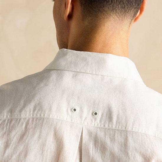 Linen Blend White Short Sleeve Shirt - RUTHERFORD & Co