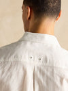 Linen Blend White Short Sleeve Shirt - RUTHERFORD & Co