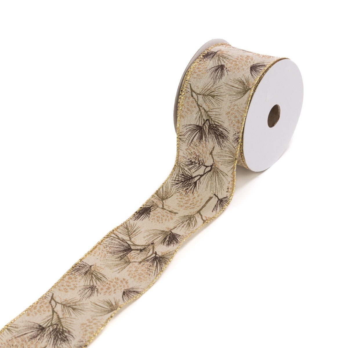 Linen Ribbon W/Foliage 2.5"X10y - RUTHERFORD & Co