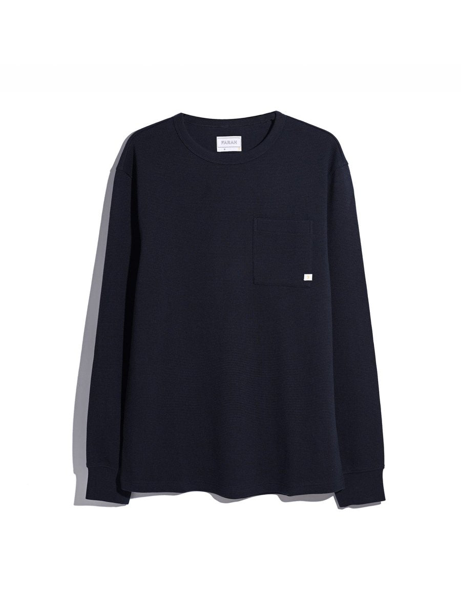 Littrow Long Sleeve Pocket T-Shirt In True Navy - RUTHERFORD & Co
