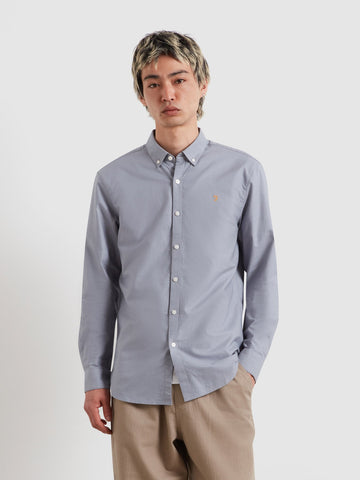 Brewer Slim Fit Organic Cotton Oxford Shirt In Icelandic Blue