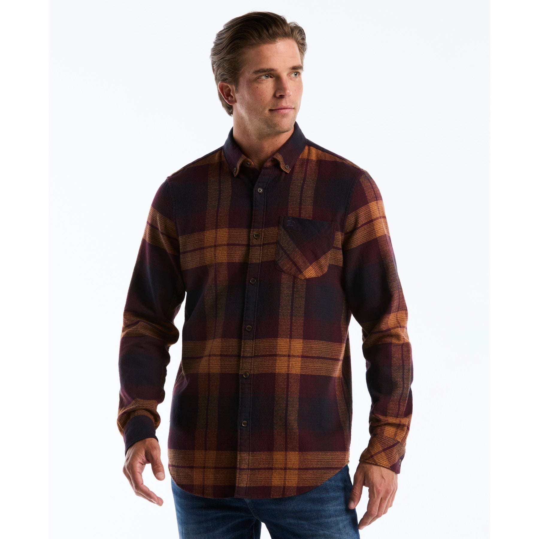 Lightweight Plaid Flannel Shirt In Port Royale