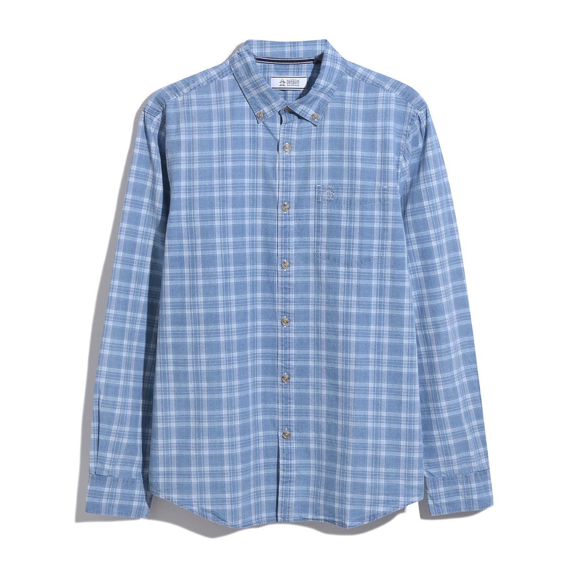 Long Sleeve Cotton Indigo Plaid - RUTHERFORD & Co