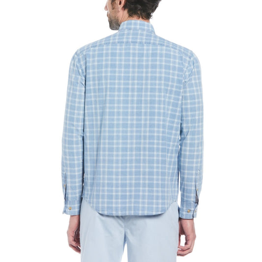 Long Sleeve Cotton Indigo Plaid - RUTHERFORD & Co