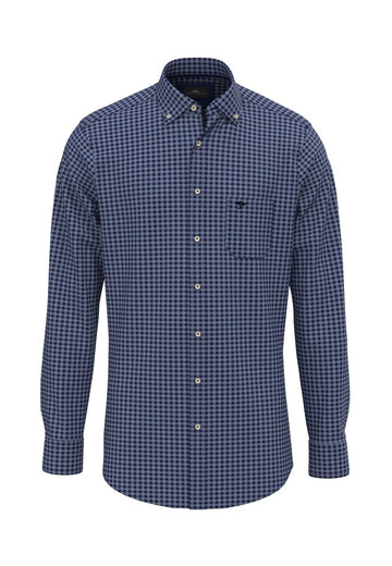 Long Sleeved Small Check Shirt - RUTHERFORD & Co