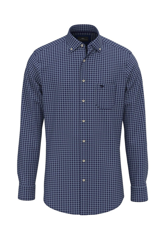 Long Sleeved Small Check Shirt - RUTHERFORD & Co
