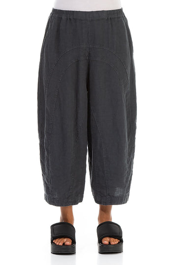 Loose Back Pockets Graphite Linen Trousers - RUTHERFORD & Co