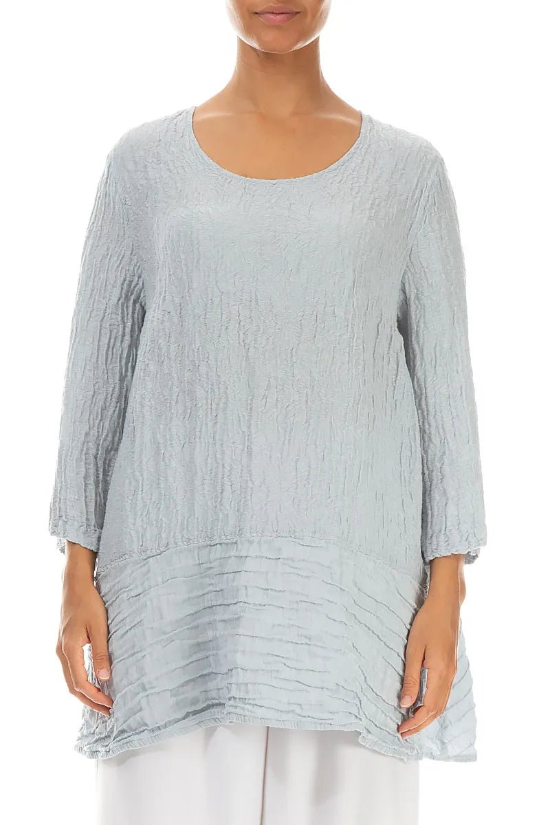 Loose Floral Silver Grey Silk Linen Tunic - RUTHERFORD & Co