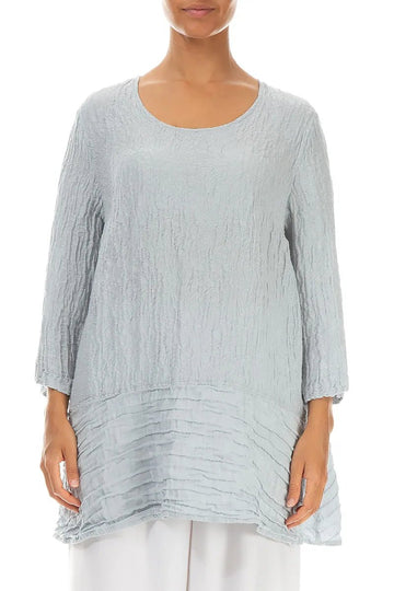 Loose Floral Silver Grey Silk Linen Tunic - RUTHERFORD & Co