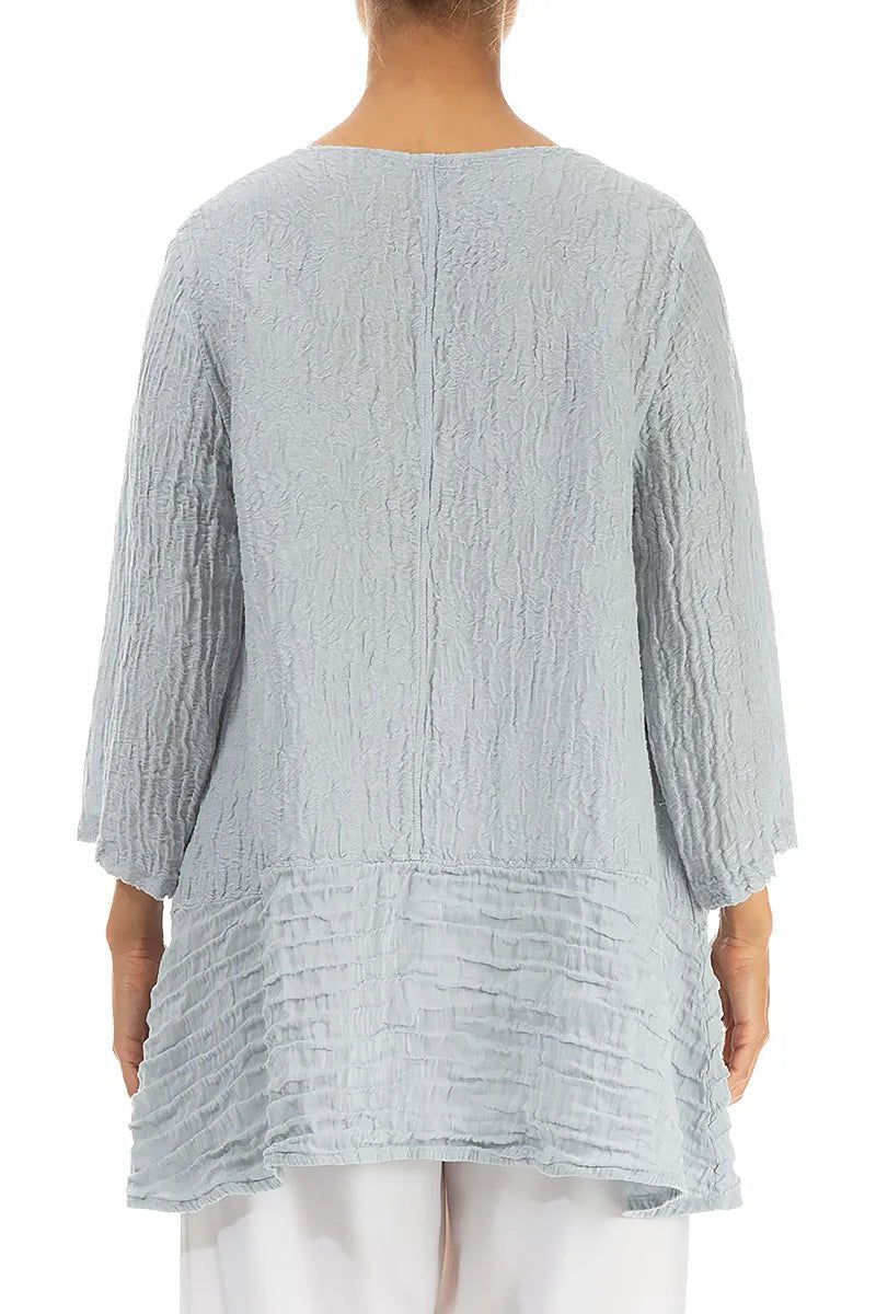 Loose Floral Silver Grey Silk Linen Tunic - RUTHERFORD & Co