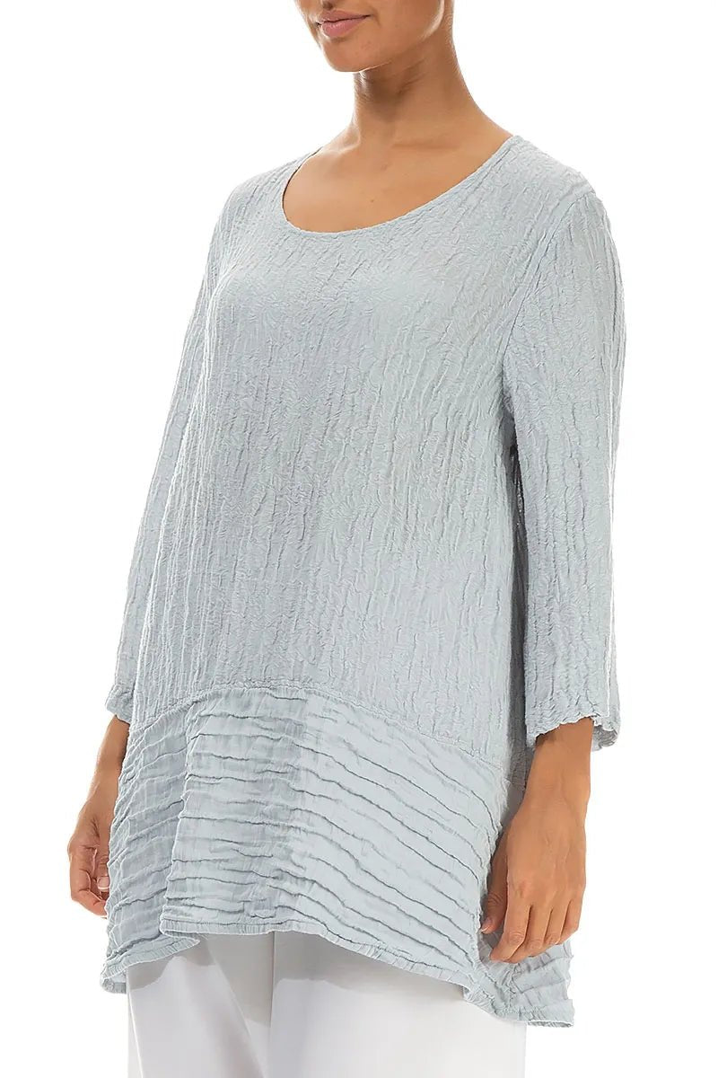 Loose Floral Silver Grey Silk Linen Tunic - RUTHERFORD & Co