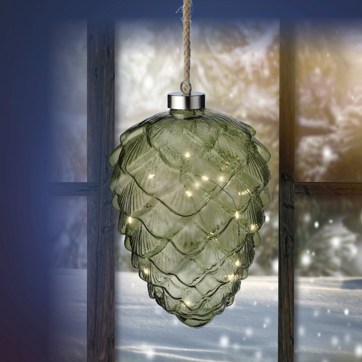 Lumineo LED Glass Ornaments - Pinecone Warm White (21 cm) - RUTHERFORD & Co