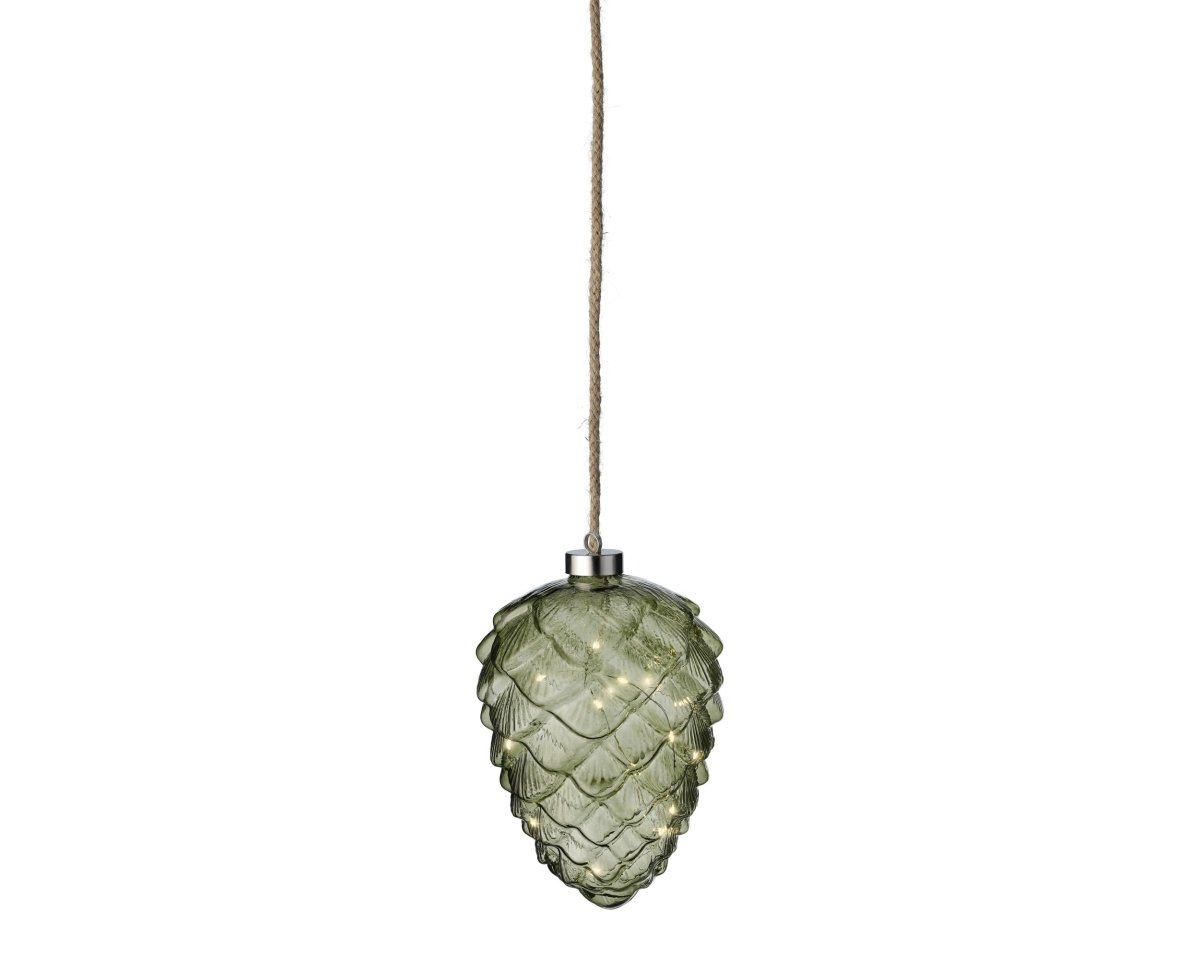 Lumineo LED Glass Ornaments - Pinecone Warm White (21 cm) - RUTHERFORD & Co