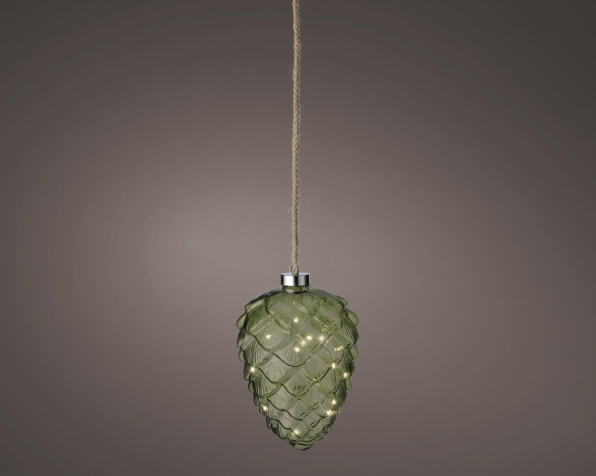 Lumineo LED Glass Ornaments - Pinecone Warm White (21 cm) - RUTHERFORD & Co