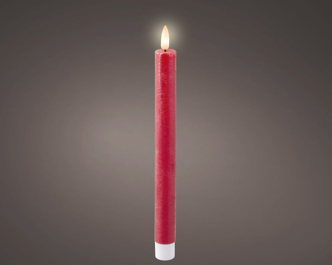 Lumineo LED Wick Dinner - Candle Red (24.5 cm) - RUTHERFORD & Co