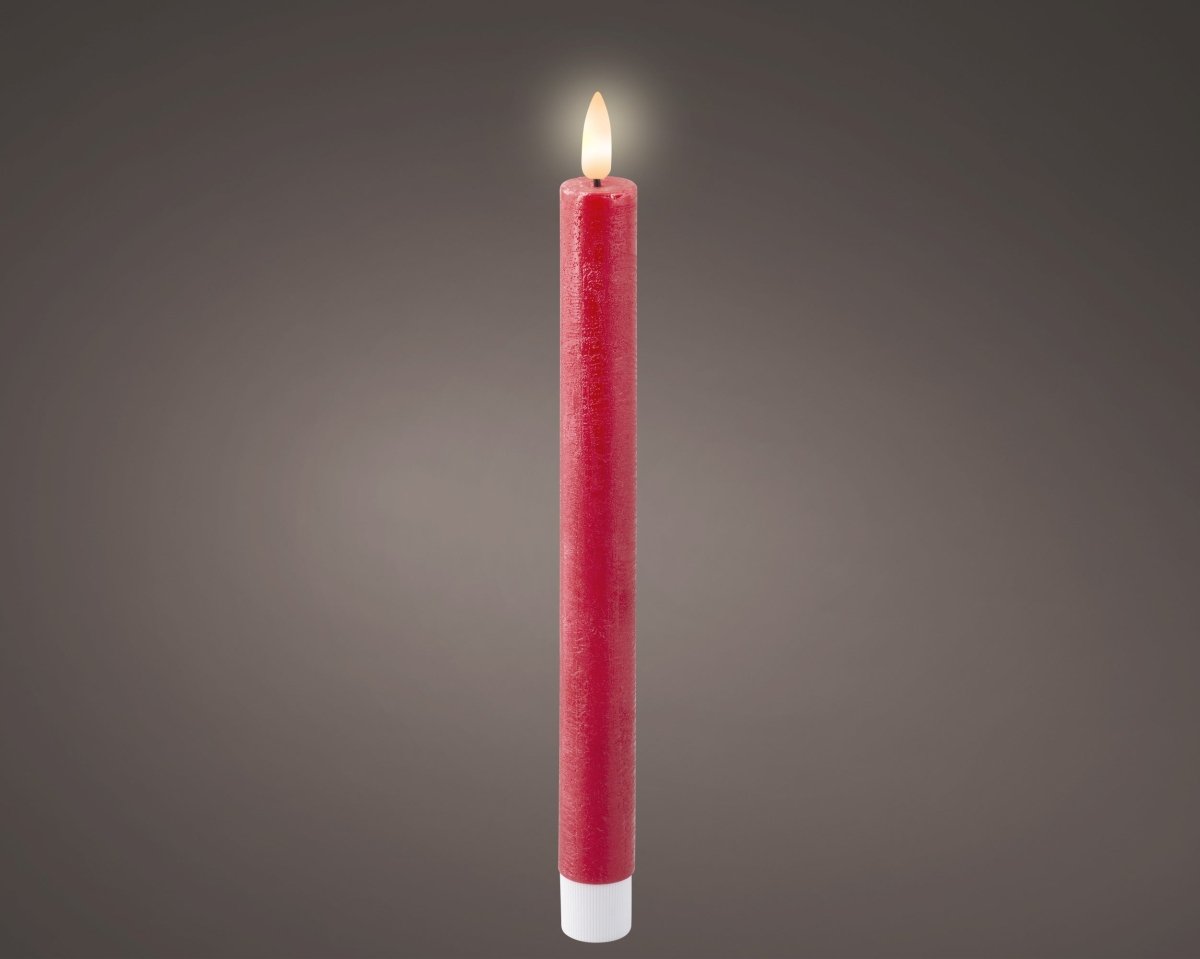 Lumineo LED Wick Dinner - Candle Red (24.5 cm) - RUTHERFORD & Co
