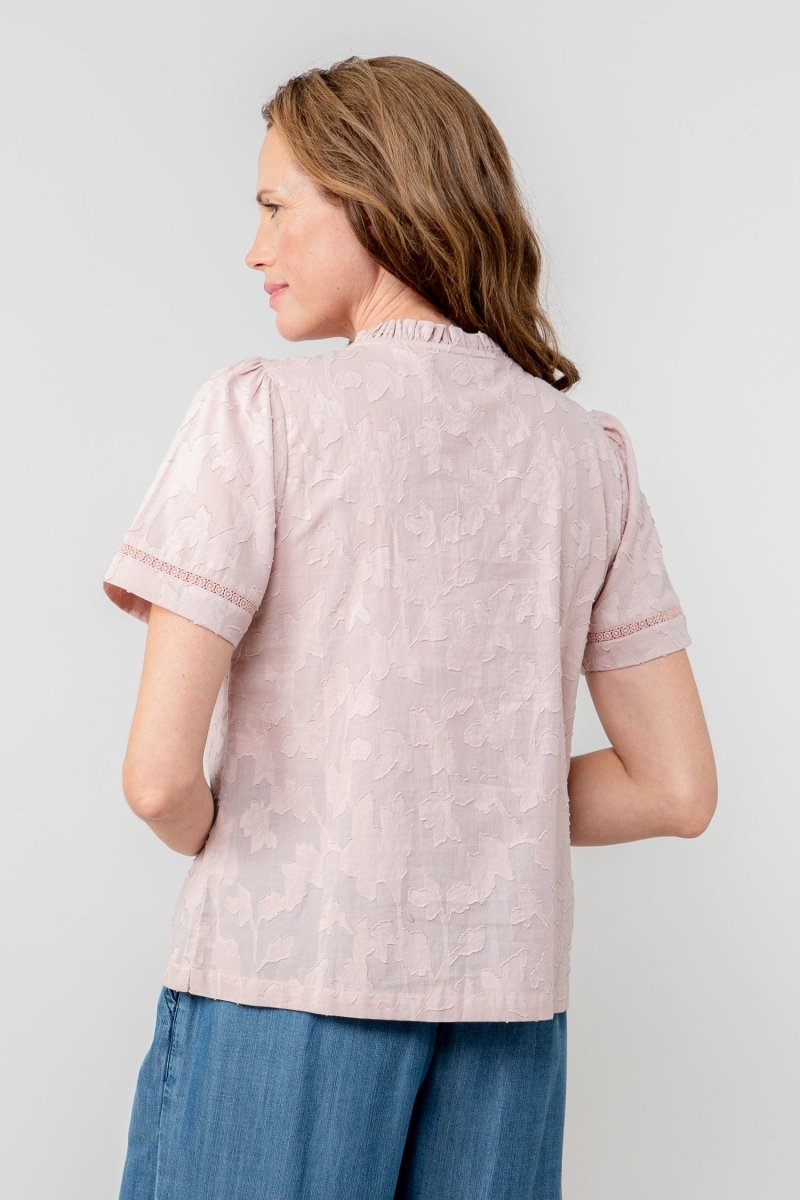 Luna Short Sleeve Cotton Jacquard Blouse - RUTHERFORD & Co