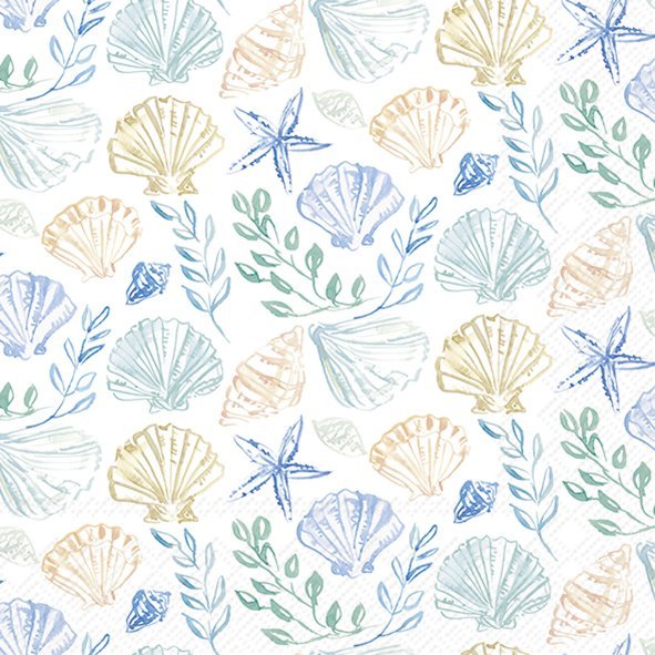 Lunch Napkins Blue Shells - RUTHERFORD & Co