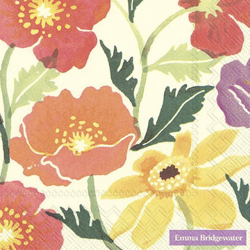 Lunch Napkins Cosmos And Poppies Cream - RUTHERFORD & Co