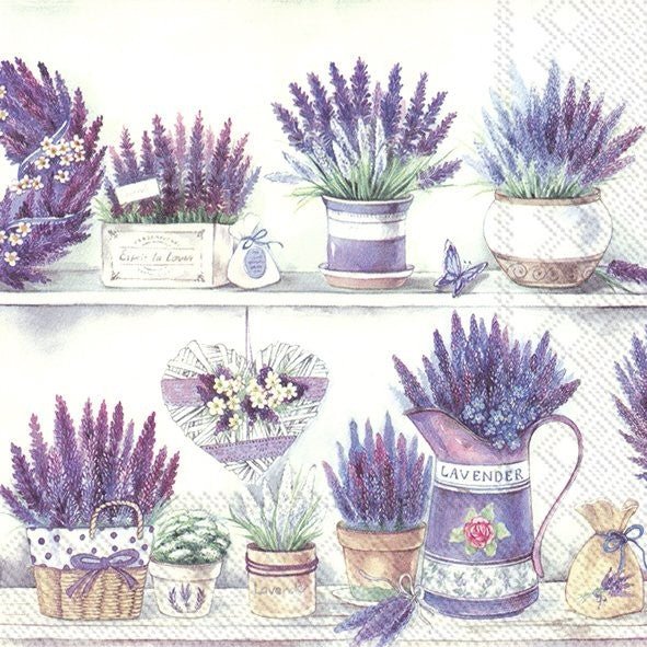 Lunch Napkins/Lavender Pots - RUTHERFORD & Co