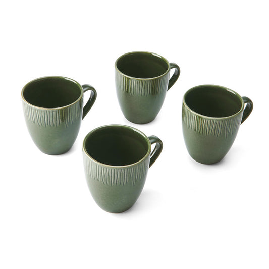 Mikasa Jardin 4-Piece Stoneware Mug Set, 420ml, Green