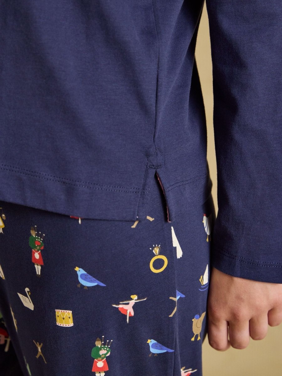 Lyla Cotton Pyjama Set - Navy Icons - RUTHERFORD & Co
