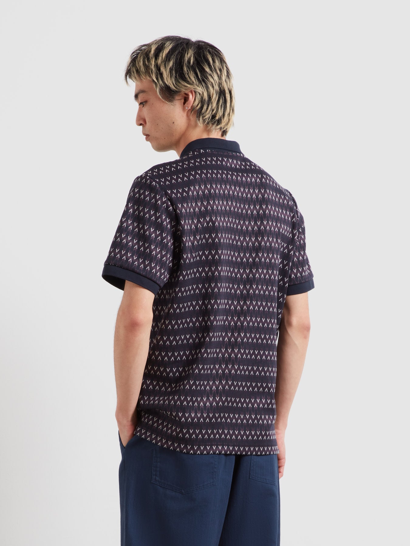 Galen Jacquard Polo Shirt In True Navy