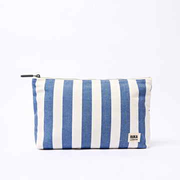 Maida Vale Pouch in Denim Stripe - RUTHERFORD & Co