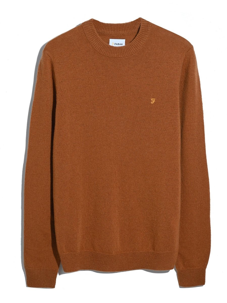 Maidstone Lambswool Sweater In Burnt Ochre - RUTHERFORD & Co