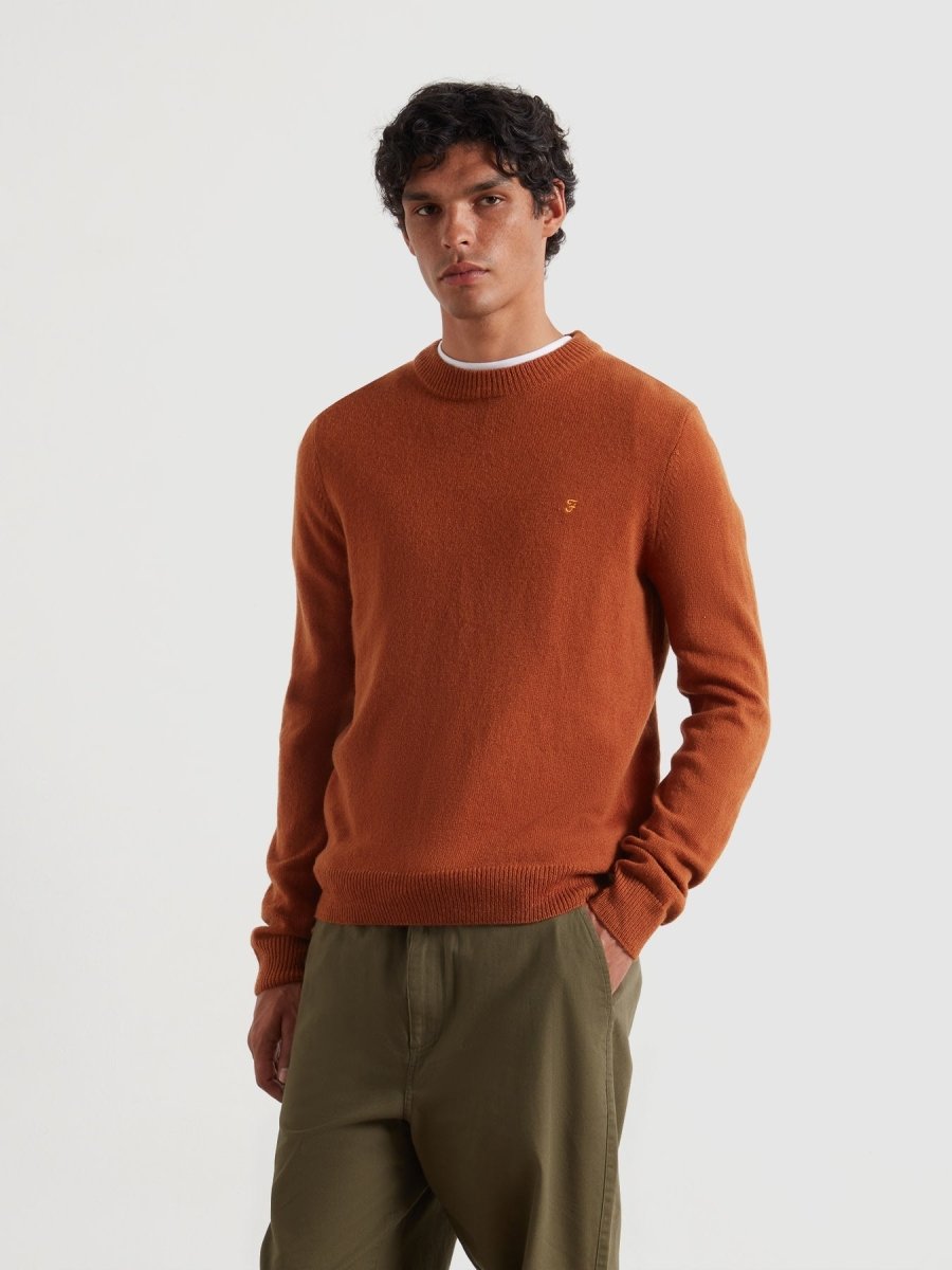 Maidstone Lambswool Sweater In Burnt Ochre - RUTHERFORD & Co