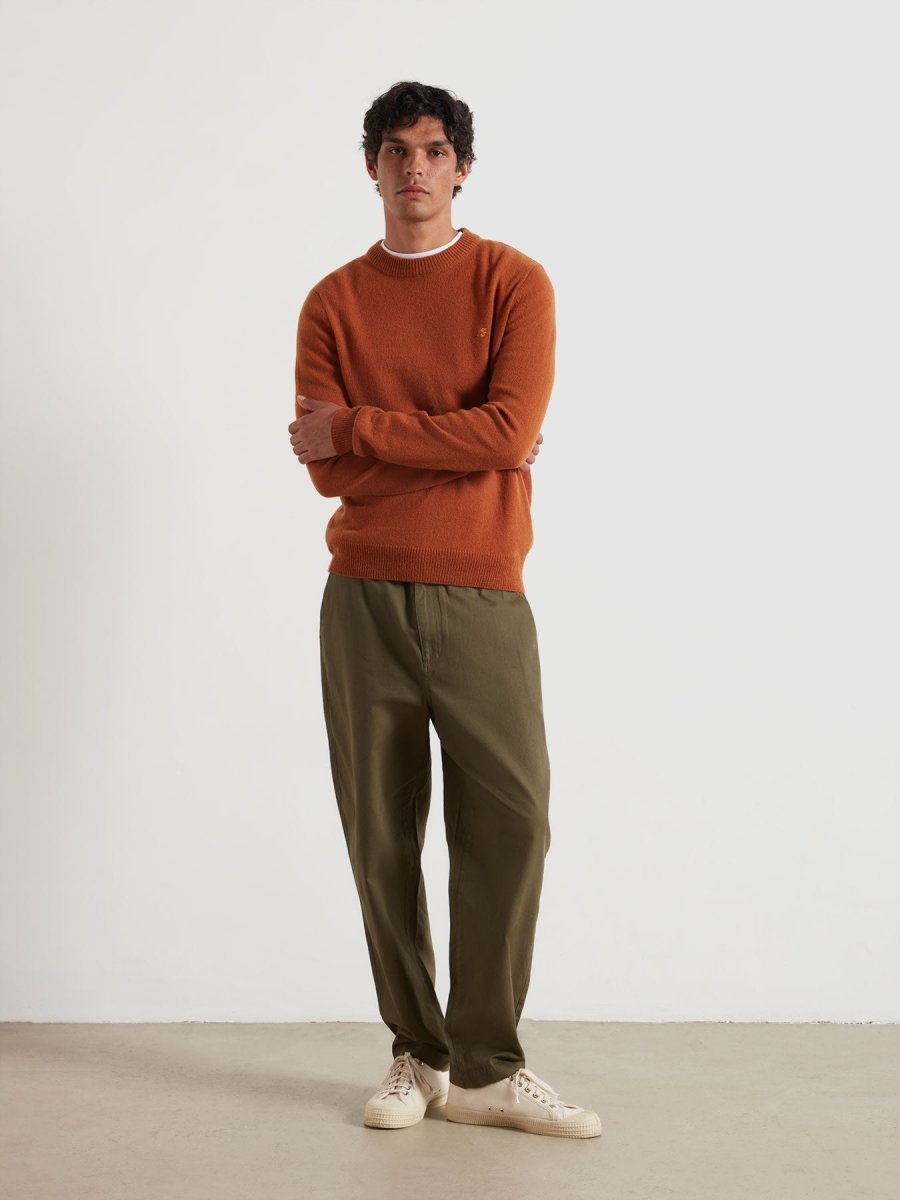 Maidstone Lambswool Sweater In Burnt Ochre - RUTHERFORD & Co