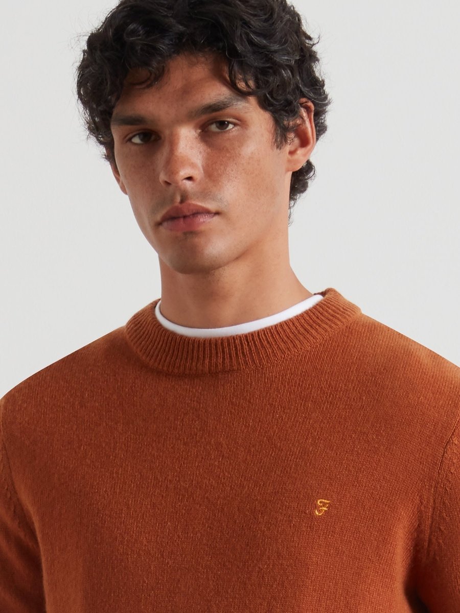 Maidstone Lambswool Sweater In Burnt Ochre - RUTHERFORD & Co