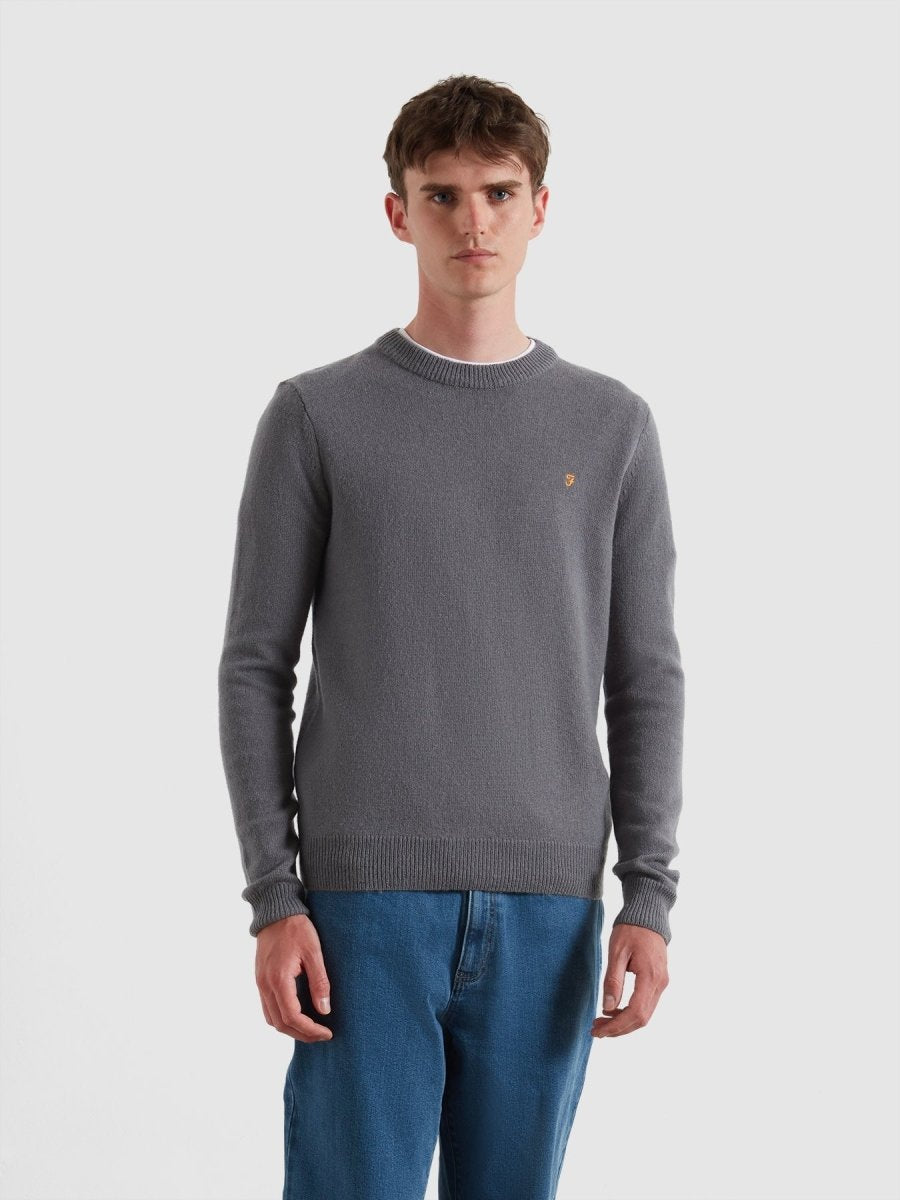 Maidstone Lambswool Sweater In Grey Shade - RUTHERFORD & Co